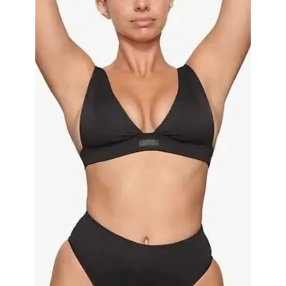 NWT SKIMS Recycled Swim Black Bikini Set Sz Lg